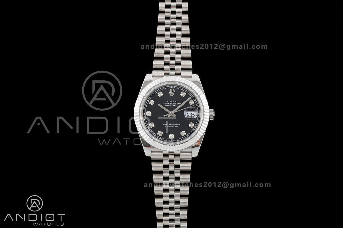 DateJust 41 126334 QF 1:1 Best Edition Black Diamonds Dial on Jubilee Bracelet JH3235 (Free Sprung)
